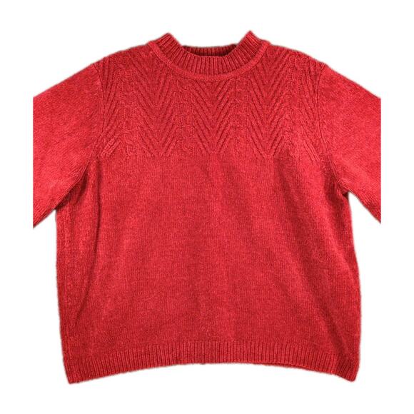 Vintage Alfred Dunner Sweater Women’s XL Red Chevron Cable Knit Holiday Mock - Picture 6 of 8